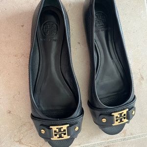 Tory Burch Black Leather Flats